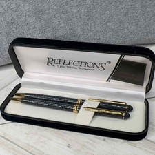 Vintage Reflections Fine Writing Inst Pen And Pencil Set Grey Black Gold PRO picture