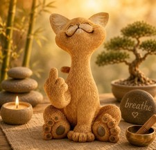 Hilarious Orange Cat Middle Finger Statue Funny Cat Lover Desk Decor picture