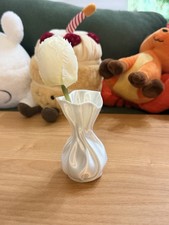 Vintage CT Designs Freeform Handkerchief Vase Ivory White Matte Signed 1989 picture