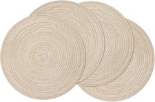 SHACOS 4 Pack 15 Inch Round Braided Placemats Beige Non Slip picture