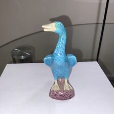Turquoise Blue Porcelain Chinese Duck Goose Statue Rare Figurine 6.5