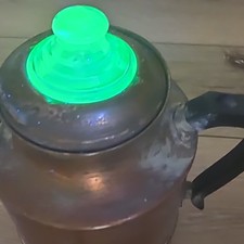 Antique Rome Manufacturing Co. Copper Coffee Percolator Green glass lid picture