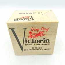 Vintage 60s Victoria Safety Matches 10 Box Pack Made In Sweden Damp Proof NOS picture