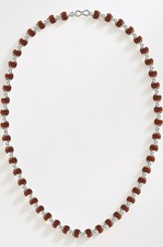 925 Sterling Silver Rudraksha Mala 5 Mukhi 6mm 54 Beads Certified picture