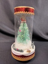 Vintage MCM Japan Rotating Bottle Brush Christmas Tree Music Box - Mica Snow picture