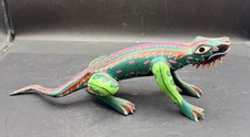 Large Oaxacan Lizard Mexican Alebrije Hand Carved & Painted Signed picture
