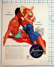 Jantzen Swimsuits Vintage Ad 1950s Couple Kissing Nylastic Portland Oregon picture