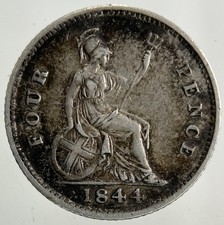1844 Victoria Groat Four-Pence Silver Coin | Very High Grade picture