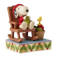 Jim Shore Peanuts Snoopy in Rocking Chair Knitting Figurine 6017232 picture
