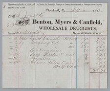 1874 Billhead Benton, Myers & Canfield, DRUGGISTS, Cleveland OH RARE picture