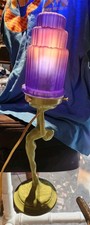 Vintage Art Deco Frankart Style Revival Lamp Sarsaparilla Cobalt Blue Pink Shade picture