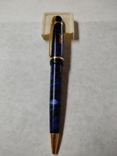 VTG Waterman Phileas Blue Marbled Ballpoint Pen Gold Trim New Waterman Ink #R4 picture
