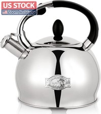 US Stock SUSTEAS Whistling Tea Kettle 2.7QT Food Grade Steel Silver picture