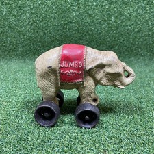 Vintage 1940s Hubley Jumbo Cast Iron Elephant Toy on Wheels Circus 4.5