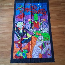 Vintage Halloween Fabric Door Banner Party Hallmark Wamsutta 36x60 picture