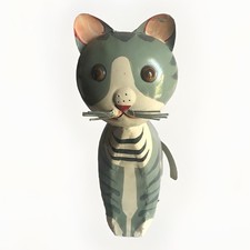 Whimsical Metal CAT Sculpture Watering Can  Sprinkles Thru the Nose picture