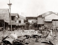 China Hankow Hankou Waterfront Sampan Boats Docks Buildings Vtg. Photo 19thC. picture