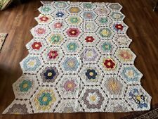 antique vintage flower garden patch quilt completely hand made & stitched 67x84 picture