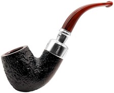 Peterson Newgrange Sandblast Silver Mounted Spigot Large Bent Billiard Pipe XL90 picture