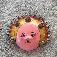 Vintage Mexican Hand Painted Coconut Shell Mask picture