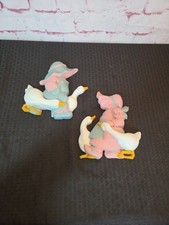 Vintage 1988 Burwood wall hanging set features a boy and girl with geese picture