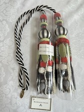 Mackenzie Childs POPPY Black/White Double Tassel Chair/Curtain Tieback 50