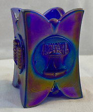 Joe St. Clair Blue Carnival Art Glass Toothpick Holder Colonial USA Theme picture