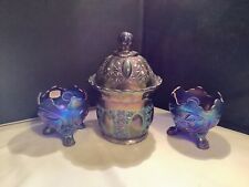 Imperial Original Label IG Compote With Two Footed Rose Bowls Blue picture