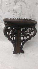 Antique Black Forest Shelf Hand Carved Wood Corner Leaf Motif 11
