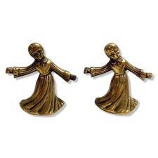 Vintage Brass Dutch Girls Pair of 2 picture