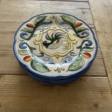 Lot 5 Fitz and Floyd Ricamo Rooster Dessert Side Salad 8 1/4