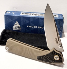 SRM Knives Black Desert Tan G-10 Sandvik Drop Point Blade Slipjoint Pocket Knife picture