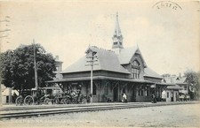 1907 Leominster Massachusetts Railroad Depot Rotograph Postcard 26-11110 picture
