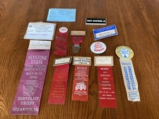 Vtg Firemen’s Association Pennsylvania Past Pres Name Fire Chiefs Ribbon Pins picture