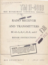 71 Page Jul 1945 TM 11-4019 Radio Receiver BC-611 -A - to -F Repair Manual on CD picture