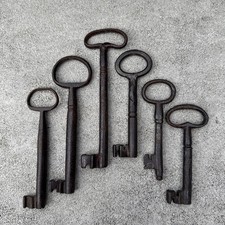 Antique Hand-Forged Iron Skeleton Keys Lot of 6, 17th-18th Century picture