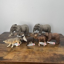 Schleich Lot of 6 Animals Wolf camel Alpaca Bear Elephant With Tags picture
