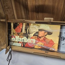 NEW Marlboro Man Lighted Clock Sign Cowboy Country Philip Morris 26x10 In VTG picture