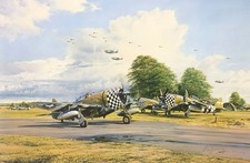 Mighty Eighth Outward Bound by Robert Taylor print signed by WW2 Fighter Aces picture