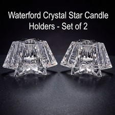 Vintage Waterford Crystal Star Candle Holders Set of 2 Clear Glass Votive Pair picture