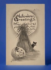 Rare A/S Wall Halloween Greetings Postcard JOL Black Cat Posted Oct. 31st 1913 picture