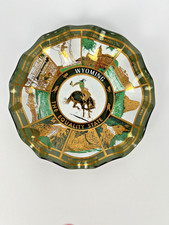 Vintage 50's-60's Wyoming scenes Glass Souvenir Trinket Dish Kitschy picture