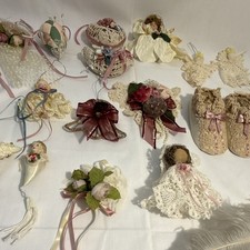 Vintage Victorian Style Christmas Ornaments Lace Angel Floral Hats Stars 24 pcs picture