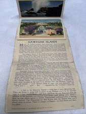 1935 Hawaiian Islands Souvenir Postcard Folder 18 Color Views Honolulu Waikiki picture