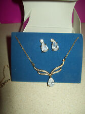 Avon Goldtone Drop Necklace & Pierced Earrings Set NIB  picture