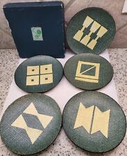 Boxed Set Of 5 Japanese Nippon Bowl Plates Geometric Patterns 5 3/4