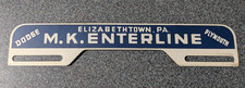 VTG Metal Dodge Plymouth M.K Enterline Elizabethtown License Plate Topper Gas picture