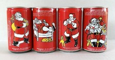 Coca-Cola Santa Series Collectible Empty Cans Pull Tab Vintage 1988 Lot Of 4 picture