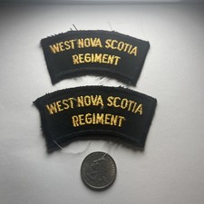 Pair Vintage Canadian Army West Nova Scotia Regiment Shoulder Title Patches NOS picture