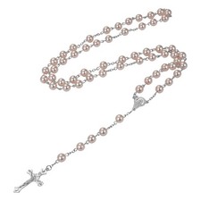 Women Catholic Rosary Cross Imitation Beads Pendant Necklace picture